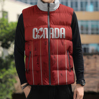 Custom Canada Rugby 2026 Sleeveless Puffer Jacket Maple Leaf Striped Line Style