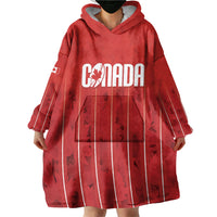 Custom Canada Rugby 2026 Wearable Blanket Hoodie Maple Leaf Striped Line Style