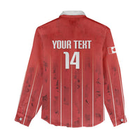 Custom Canada Rugby 2026 Women Casual Shirt Maple Leaf Striped Line Style