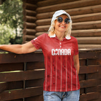 Custom Canada Rugby 2026 Women Polo Shirt Maple Leaf Striped Line Style