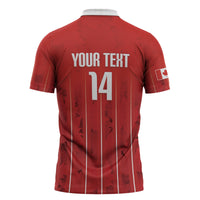 Custom Canada Rugby 2026 Zipper Polo Shirt Maple Leaf Striped Line Style