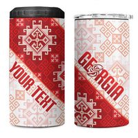 Custom Georgia Rugby 2026 4 in 1 Can Cooler Tumbler Georgian Folk Pattern