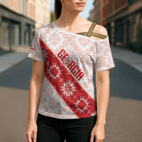 Custom Georgia Rugby 2026 Cross Shoulder Shirt Georgian Folk Pattern