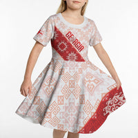 Custom Georgia Rugby 2026 Kid Short Sleeve Dress Georgian Folk Pattern