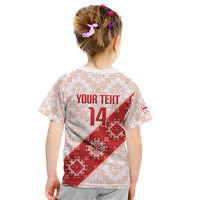 Custom Georgia Rugby 2026 Kid T Shirt Georgian Folk Pattern