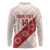 Custom Georgia Rugby 2026 Long Sleeve Polo Shirt Georgian Folk Pattern