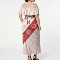 Custom Georgia Rugby 2026 Off Shoulder Maxi Dress Georgian Folk Pattern