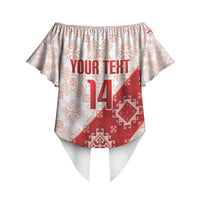 Custom Georgia Rugby 2026 Off Shoulder Wrap Waist Top Georgian Folk Pattern