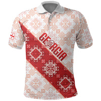 Custom Georgia Rugby 2026 Polo Shirt Georgian Folk Pattern