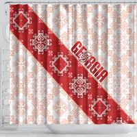 Georgia Rugby 2026 Shower Curtain Georgian Folk Pattern