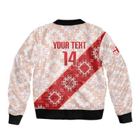 Custom Georgia Rugby 2026 Sleeve Zip Bomber Jacket Georgian Folk Pattern