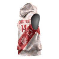 Custom Georgia Rugby 2026 Sleeveless Hoodie Georgian Folk Pattern