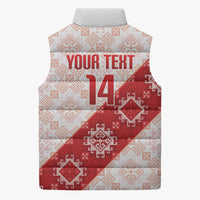 Custom Georgia Rugby 2026 Sleeveless Puffer Jacket Georgian Folk Pattern