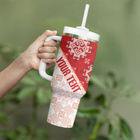 Custom Georgia Rugby 2026 Tumbler With Handle Georgian Folk Pattern
