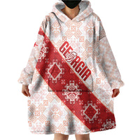 Custom Georgia Rugby 2026 Wearable Blanket Hoodie Georgian Folk Pattern