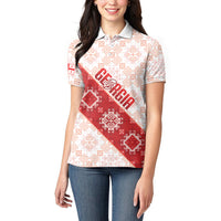 Custom Georgia Rugby 2026 Women Polo Shirt Georgian Folk Pattern