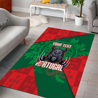 Custom Portugal Rugby 2026 Area Rug Os Lobos Wolf Mascot