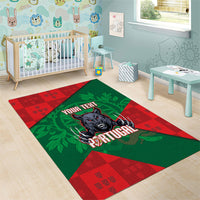 Custom Portugal Rugby 2026 Area Rug Os Lobos Wolf Mascot