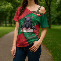 Custom Portugal Rugby 2026 Cross Shoulder Shirt Os Lobos Wolf Mascot