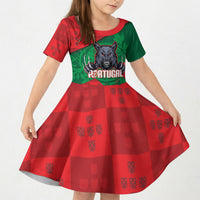 Custom Portugal Rugby 2026 Kid Short Sleeve Dress Os Lobos Wolf Mascot