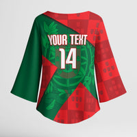 Custom Portugal Rugby 2026 Kimono Sleeve Blouse Os Lobos Wolf Mascot