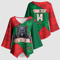 Custom Portugal Rugby 2026 Kimono Sleeve Blouse Os Lobos Wolf Mascot