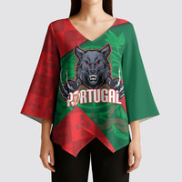 Custom Portugal Rugby 2026 Kimono Sleeve Blouse Os Lobos Wolf Mascot