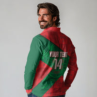 Custom Portugal Rugby 2026 Long Sleeve Polo Shirt Os Lobos Wolf Mascot