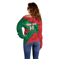 Custom Portugal Rugby 2026 Off Shoulder Sweater Os Lobos Wolf Mascot