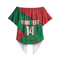 Custom Portugal Rugby 2026 Off Shoulder Wrap Waist Top Os Lobos Wolf Mascot