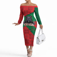 Custom Portugal Rugby 2026 Off The Shoulder Long Sleeve Dress Os Lobos Wolf Mascot