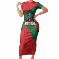 Custom Portugal Rugby 2026 Short Sleeve Bodycon Dress Os Lobos Wolf Mascot