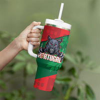 Custom Portugal Rugby 2026 Tumbler With Handle Os Lobos Wolf Mascot