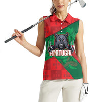 Custom Portugal Rugby 2026 Women Sleeveless Polo Shirt Os Lobos Wolf Mascot
