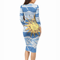 Custom Uruguay Rugby 2026 Long Sleeve Bodycon Dress Sun Of May and Lapwing