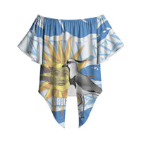 Custom Uruguay Rugby 2026 Off Shoulder Wrap Waist Top Sun Of May and Lapwing