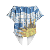 Custom Uruguay Rugby 2026 Off Shoulder Wrap Waist Top Sun Of May and Lapwing