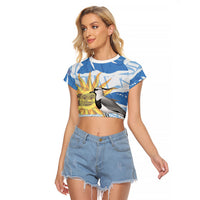 Custom Uruguay Rugby 2026 Raglan Cropped T Shirt Sun Of May and Lapwing