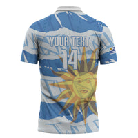 Custom Uruguay Rugby 2026 Zipper Polo Shirt Sun Of May and Lapwing