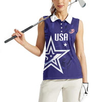 Custom United States Rugby 2026 Women Sleeveless Polo Shirt Go USA Star Symbol