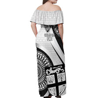Fiji Rugby Off Shoulder Maxi Dress World Cup 2023 Go Champions Fijian Tapa Black Version - Wonder Print Shop