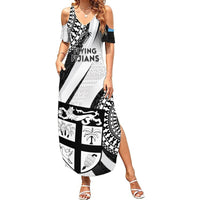 Fiji Rugby Summer Maxi Dress World Cup 2023 Go Champions Fijian Tapa Black Version - Wonder Print Shop