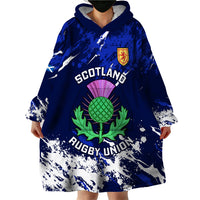 Scotland Rugby Wearable Blanket Hoodie World Cup 2023 Go Scottish Thistle Grunge Style - Wonder Print Shop