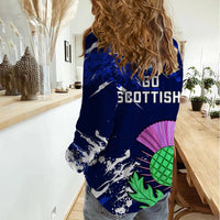 Scotland Rugby Women Casual Shirt World Cup 2023 Go Scottish Thistle Grunge Style - Wonder Print Shop