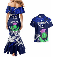 Custom Scotland Rugby Couples Matching Mermaid Dress and Hawaiian Shirt World Cup 2023 Go Scottish Thistle Grunge Style - Wonder Print Shop