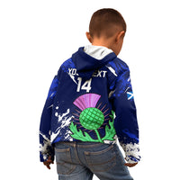 Custom Scotland Rugby Kid Hoodie World Cup 2023 Go Scottish Thistle Grunge Style - Wonder Print Shop