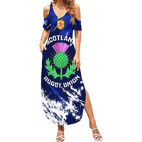 Custom Scotland Rugby Summer Maxi Dress World Cup 2023 Go Scottish Thistle Grunge Style - Wonder Print Shop