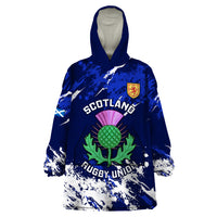 Custom Scotland Rugby Wearable Blanket Hoodie World Cup 2023 Go Scottish Thistle Grunge Style - Wonder Print Shop