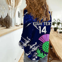 Custom Scotland Rugby Women Casual Shirt World Cup 2023 Go Scottish Thistle Grunge Style - Wonder Print Shop