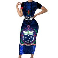 Samoa Rugby Short Sleeve Bodycon Dress World Cup 2023 Go Champions Manu Samoa - Wonder Print Shop